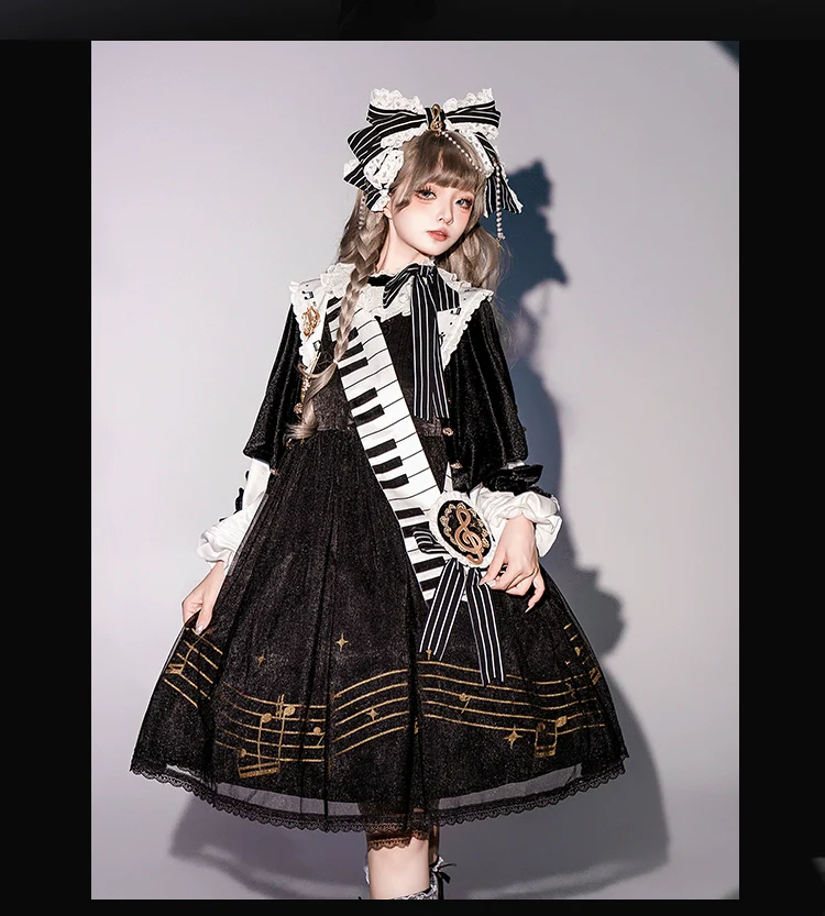 Black and White Sonata - Ouji Lolita Vest Suit and Vintage Lolita OP Dress - Image 14