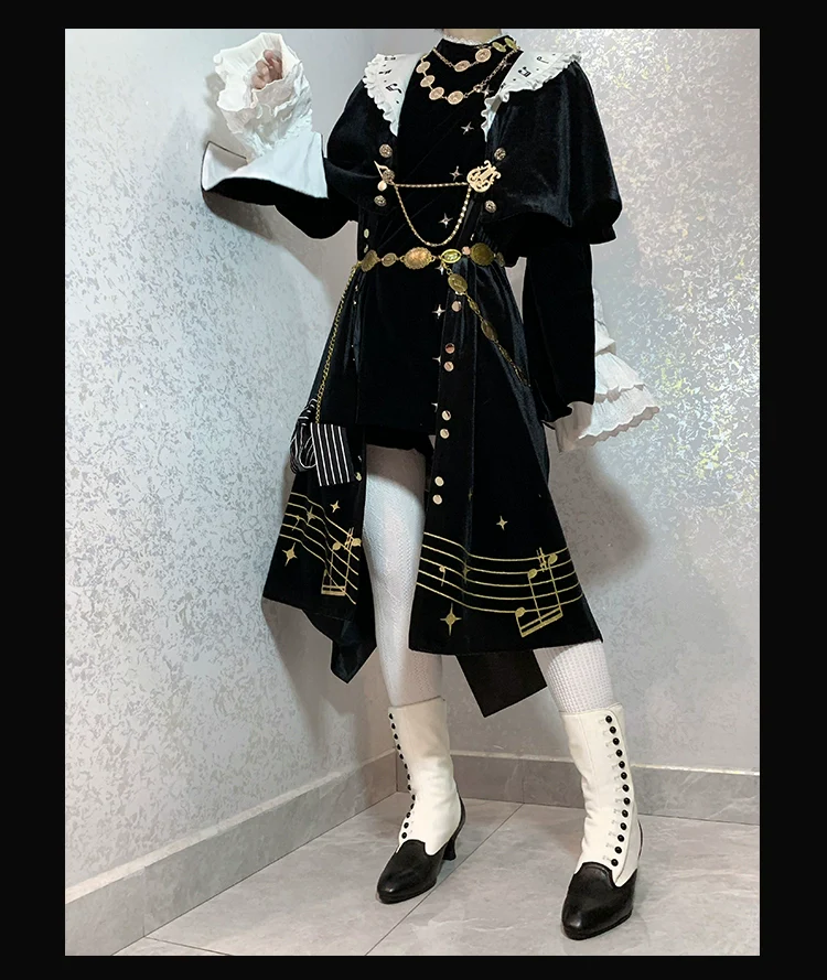 Black and White Sonata - Ouji Lolita Vest Suit and Vintage Lolita OP Dress - Image 17
