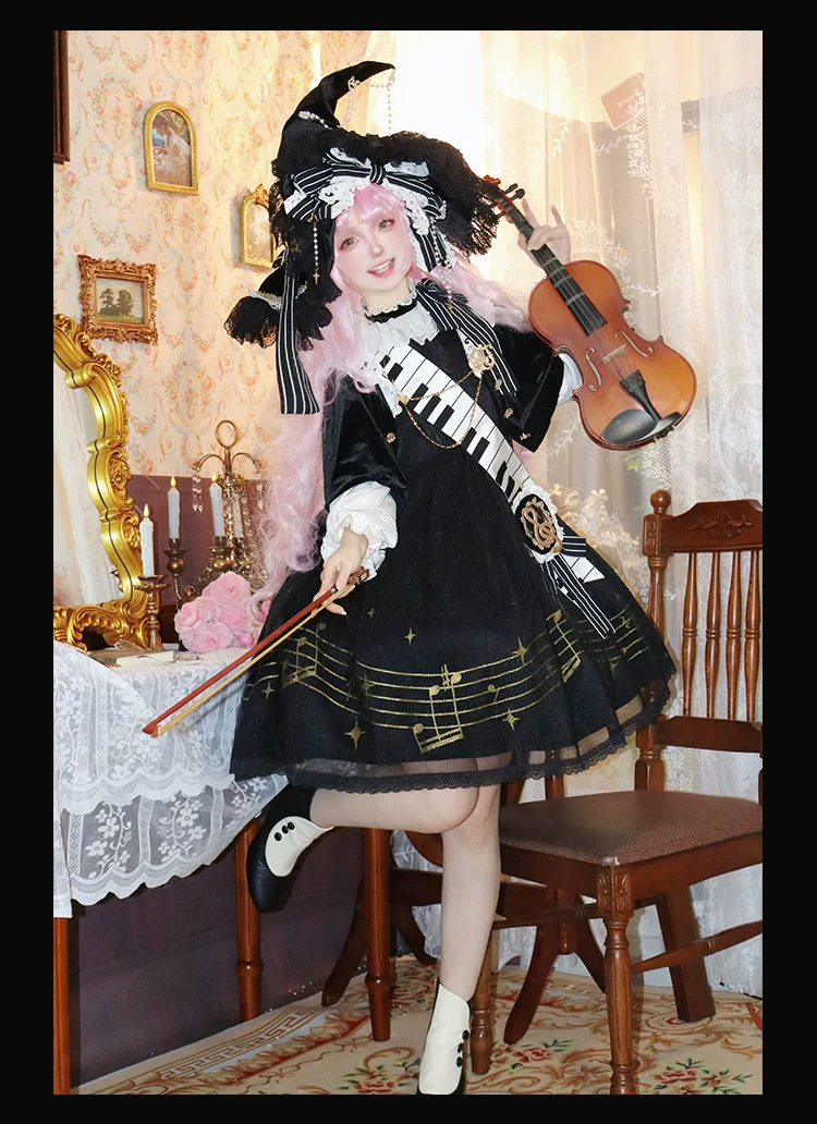 Black and White Sonata - Ouji Lolita Vest Suit and Vintage Lolita OP Dress - Image 25