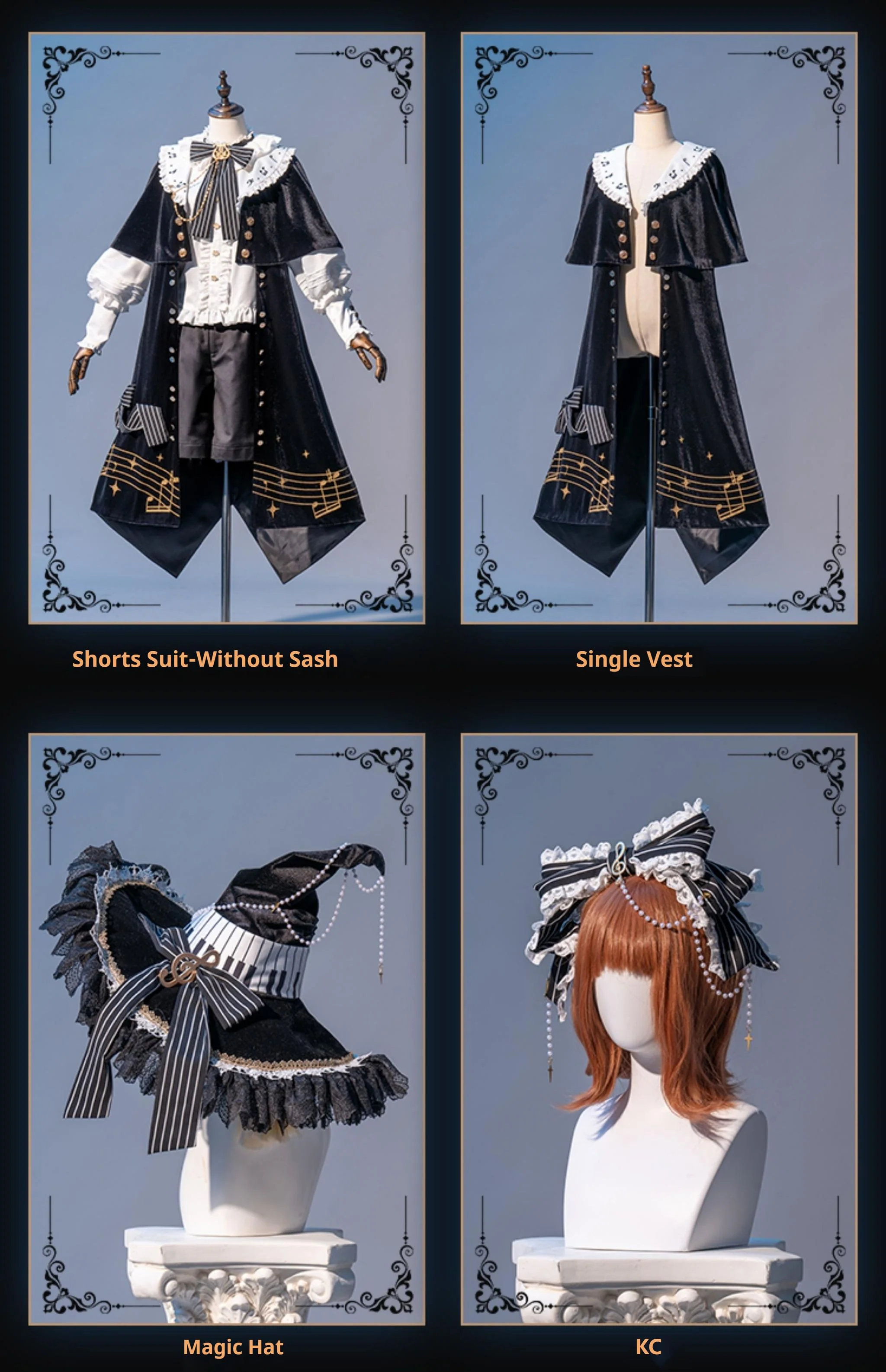 Black and White Sonata - Ouji Lolita Vest Suit and Vintage Lolita OP Dress - Image 38