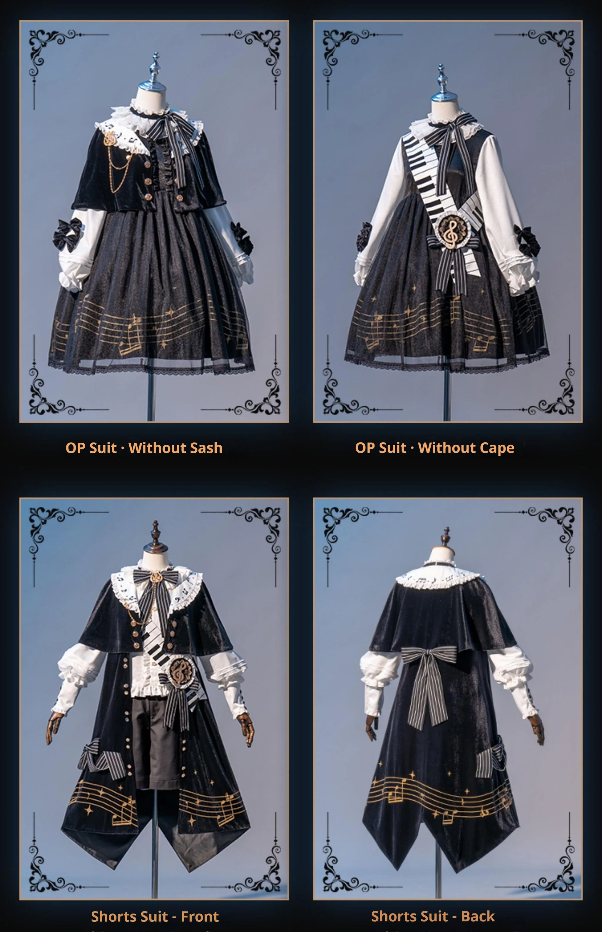 Black and White Sonata - Ouji Lolita Vest Suit and Vintage Lolita OP Dress - Image 39