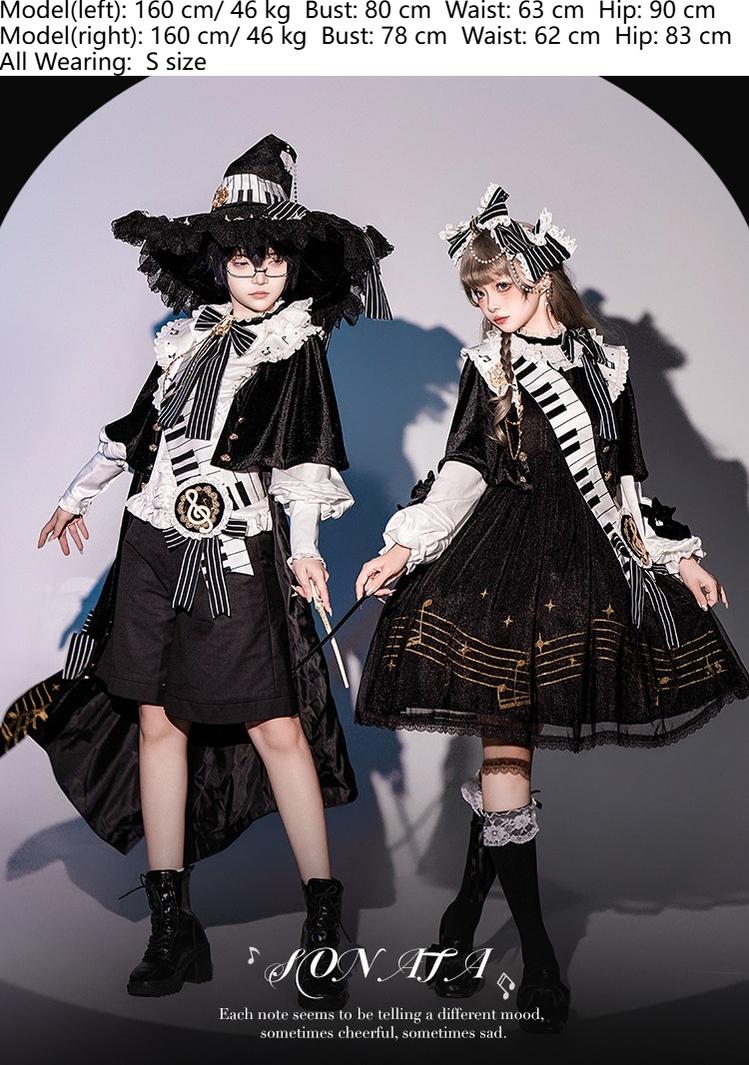 Black and White Sonata - Ouji Lolita Vest Suit and Vintage Lolita OP Dress - Image 4