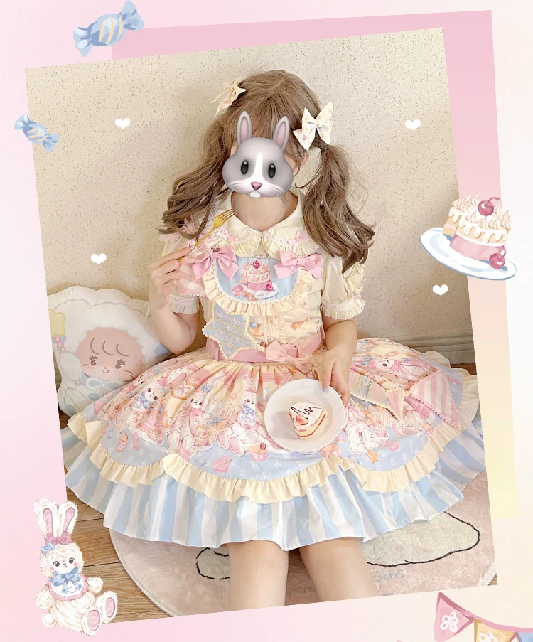Party Bunny - Sweet Lolita Salopette Cute Daily Lolita Dress - Image 11
