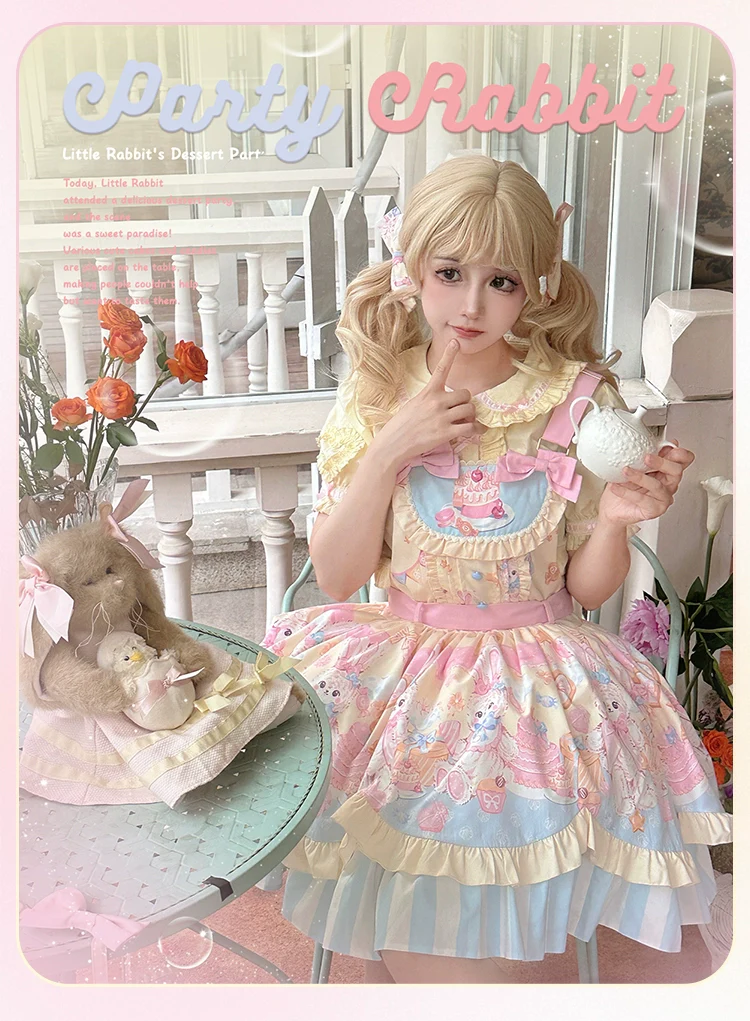 Party Bunny - Sweet Lolita Salopette Cute Daily Lolita Dress - Image 16