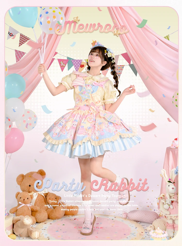 Party Bunny - Sweet Lolita Salopette Cute Daily Lolita Dress - Image 4