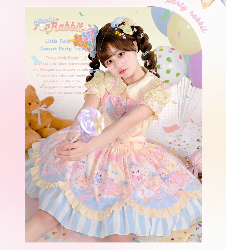Party Bunny - Sweet Lolita Salopette Cute Daily Lolita Dress - Image 5