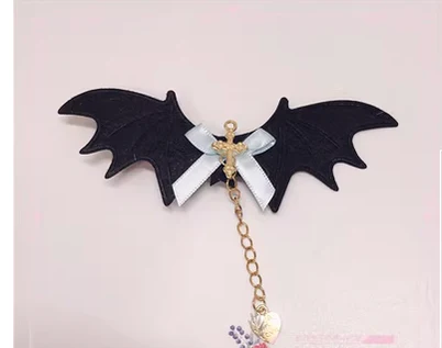 Pearl Rabbit Handmade - Halloween Gothic Lolita Bat Wings Shaped Side Clips - Image 10