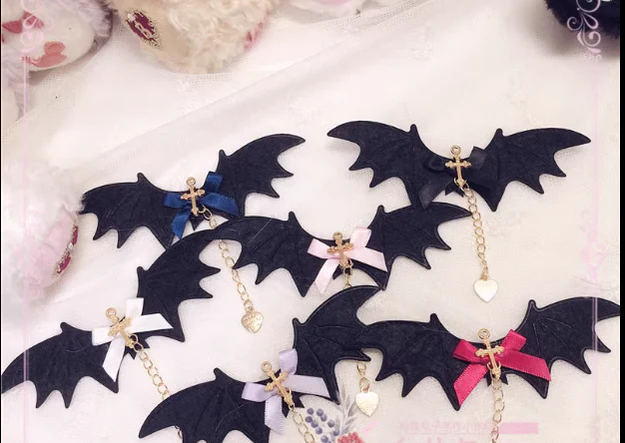 Pearl Rabbit Handmade - Halloween Gothic Lolita Bat Wings Shaped Side Clips - Image 4
