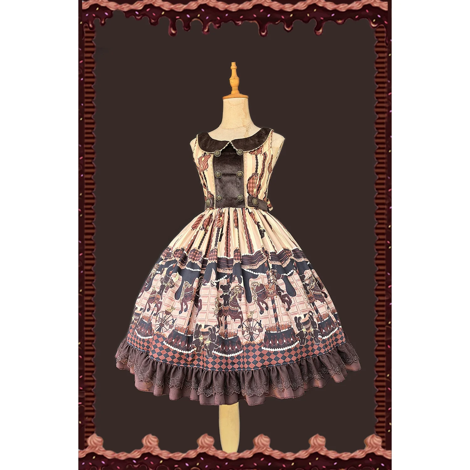 Chocolate Carousel - Peter Pan Collar Old School Lolita Jumper Dress