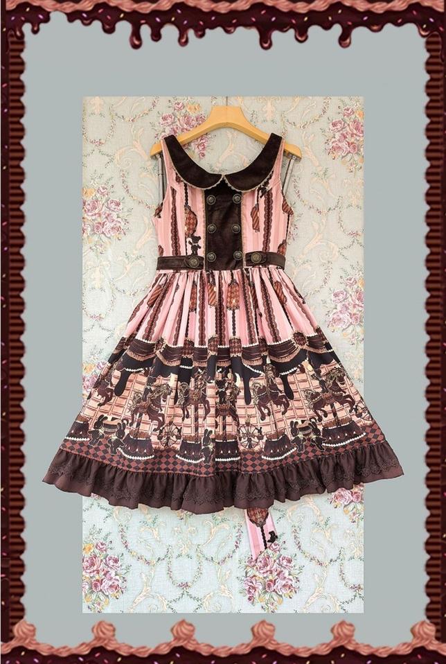 Chocolate Carousel - Peter Pan Collar Old School Lolita Jumper Dress - Image 13