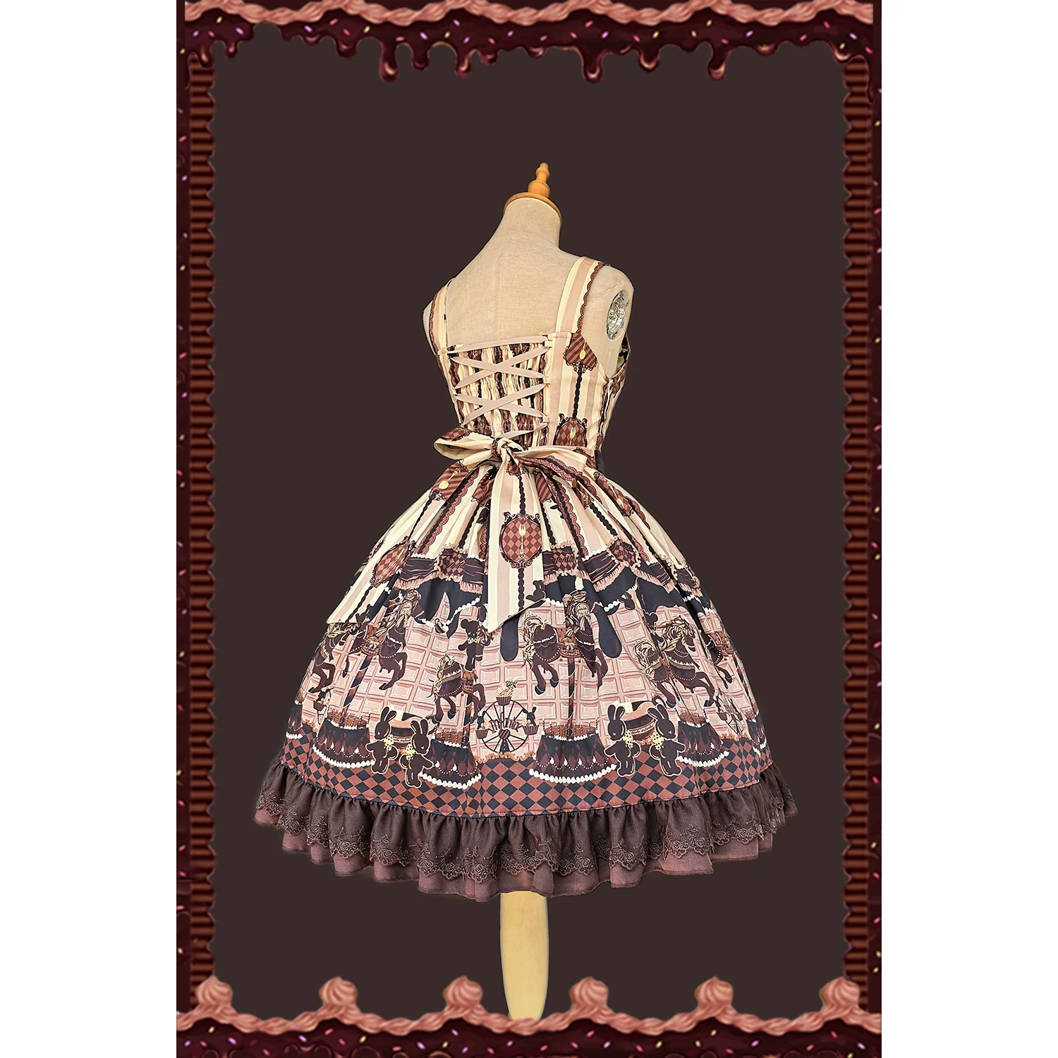 Chocolate Carousel - Peter Pan Collar Old School Lolita Jumper Dress - Image 2