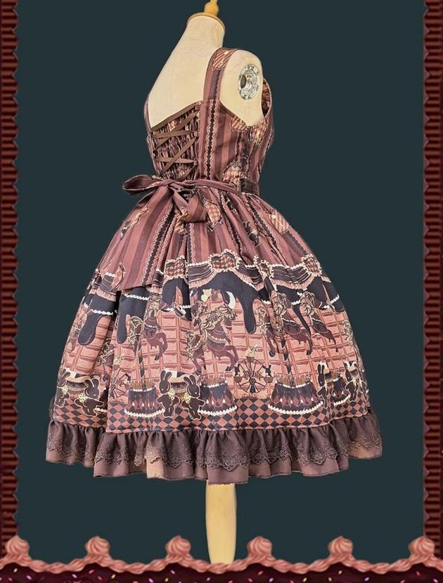 Chocolate Carousel - Peter Pan Collar Old School Lolita Jumper Dress - Image 5