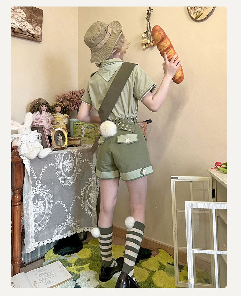 Piggy Bun - Bunny Trip - Retro Cute Green Accessories - Image 9
