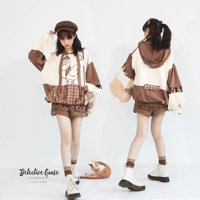 Piggy Bun - Famous Detective Goose - Retro Lolita Hoodie - Image 6