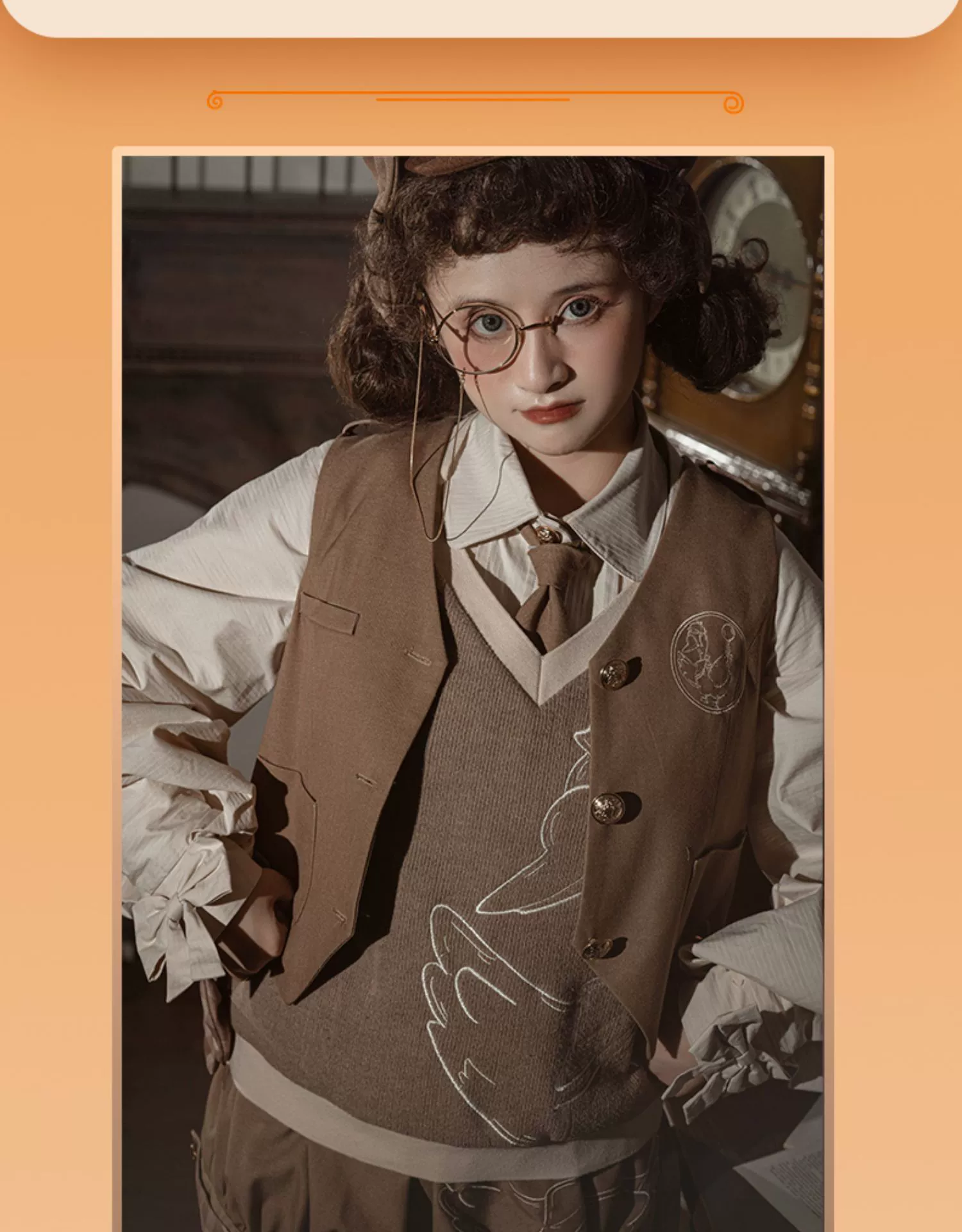 Piggy Bun - Famous Detective Goose - Ouji Lolita Retro Brown Sweater Vest - Image 10