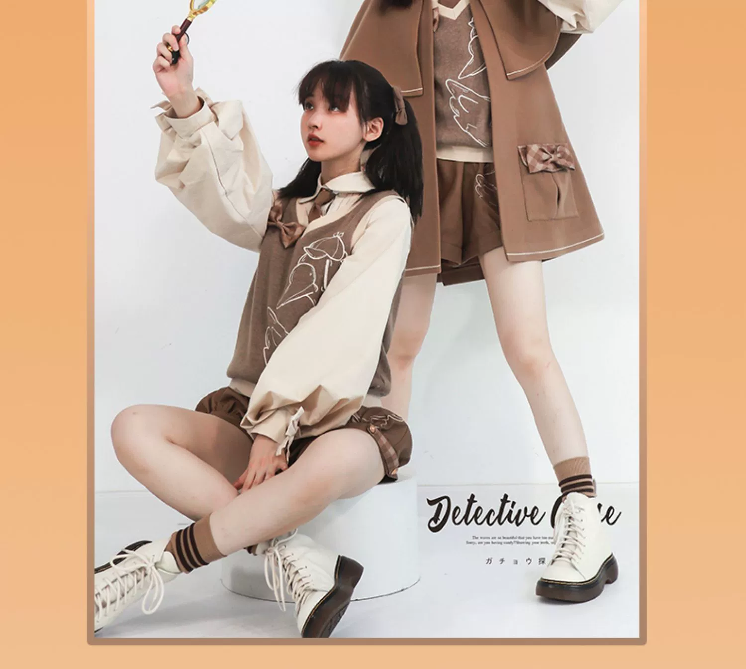 Piggy Bun - Famous Detective Goose - Ouji Lolita Retro Brown Sweater Vest - Image 5