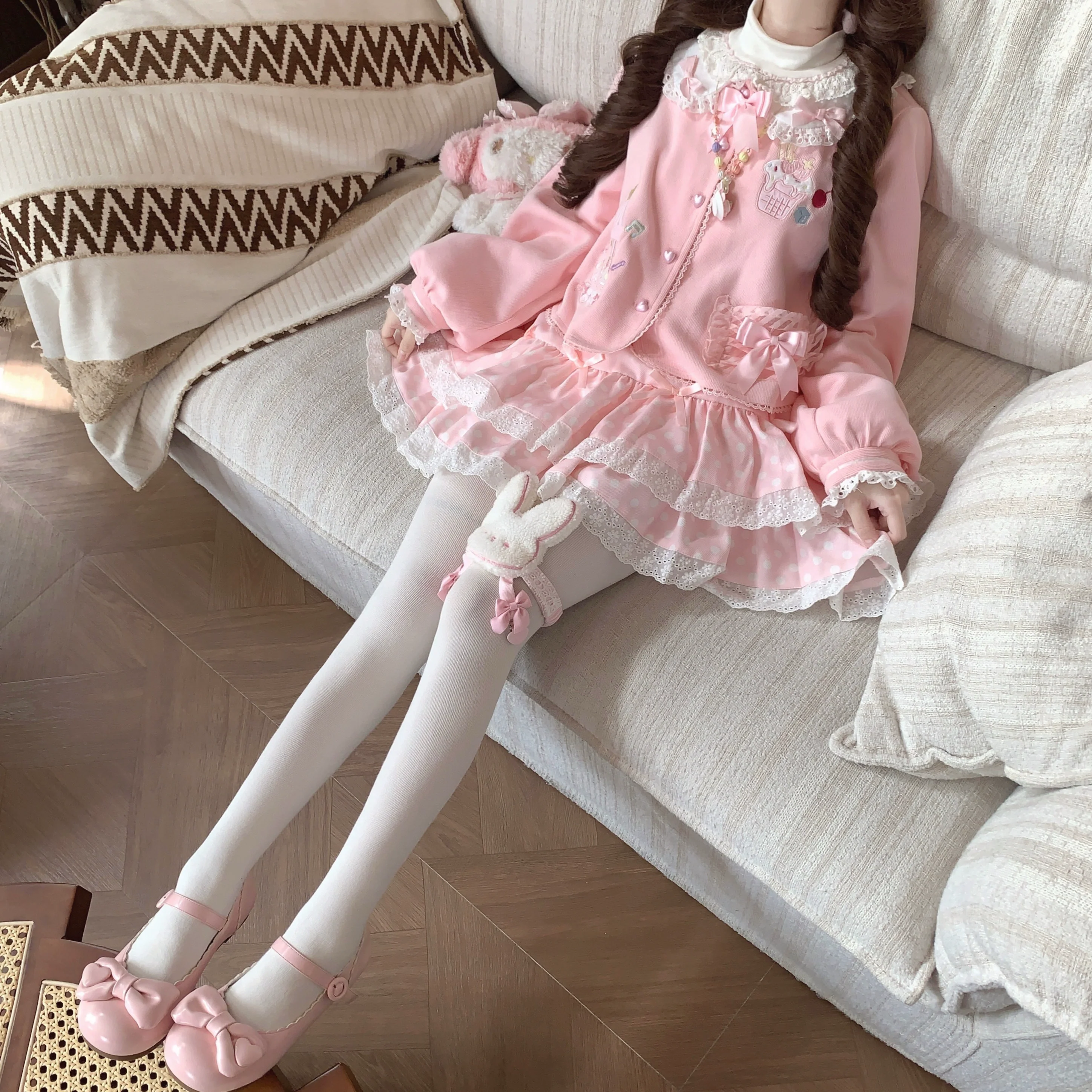 Sissy the shepherd - Dessert Paradise - Embroidered Kawaii Lolita Cardigan, Cotton knitted - Image 13