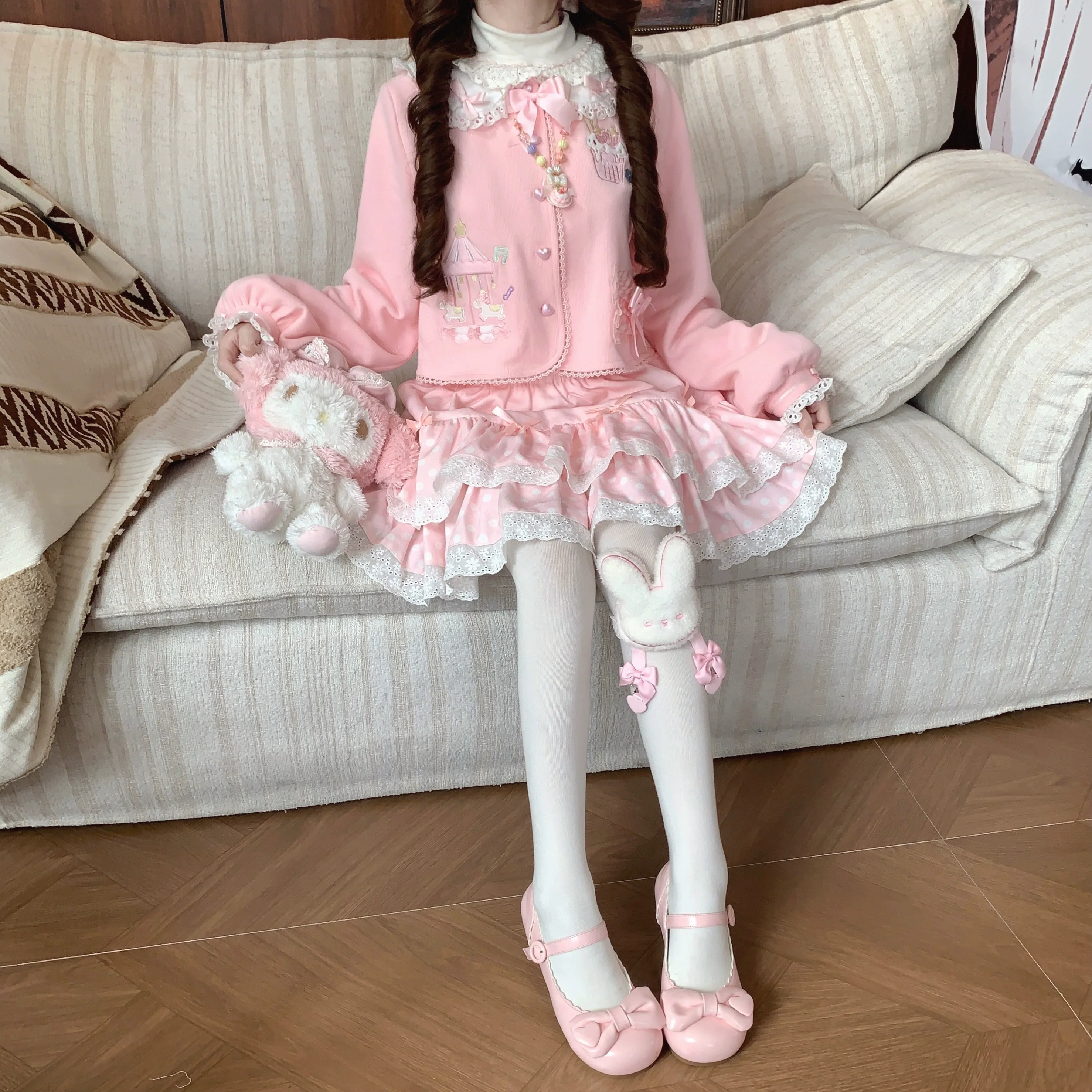 Sissy the shepherd - Dessert Paradise - Embroidered Kawaii Lolita Cardigan, Cotton knitted - Image 4