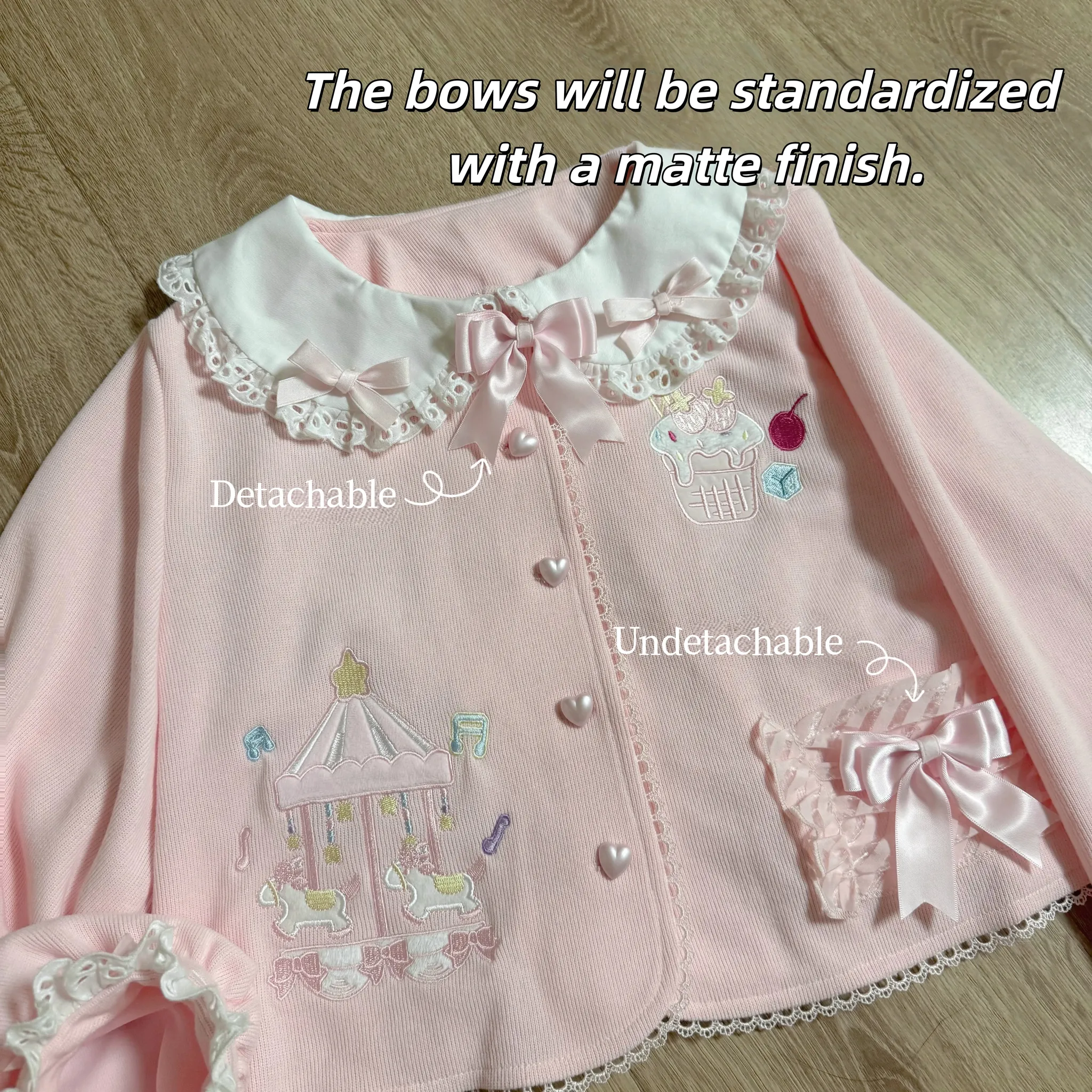 Sissy the shepherd - Dessert Paradise - Embroidered Kawaii Lolita Cardigan, Cotton knitted - Image 8