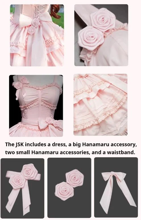 Mengfuzi - Lilith - Pink Sweet Lolita JSK Tiered Ruffle Dress with Bolero - Image 9