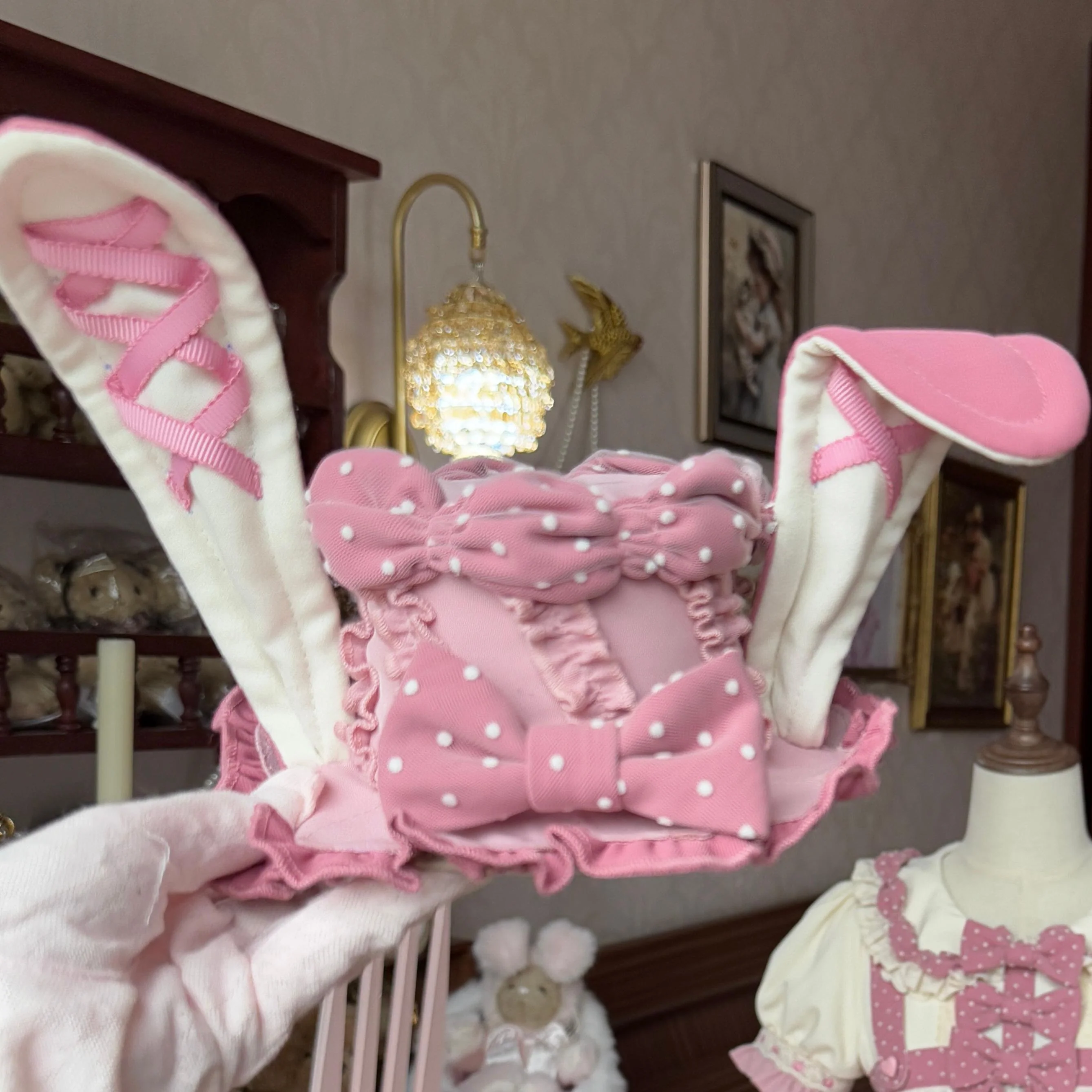 Bunny Breeze - Pink Sweet Lolita OP Dress with Cute Hat and Bunny Ears - Image 18