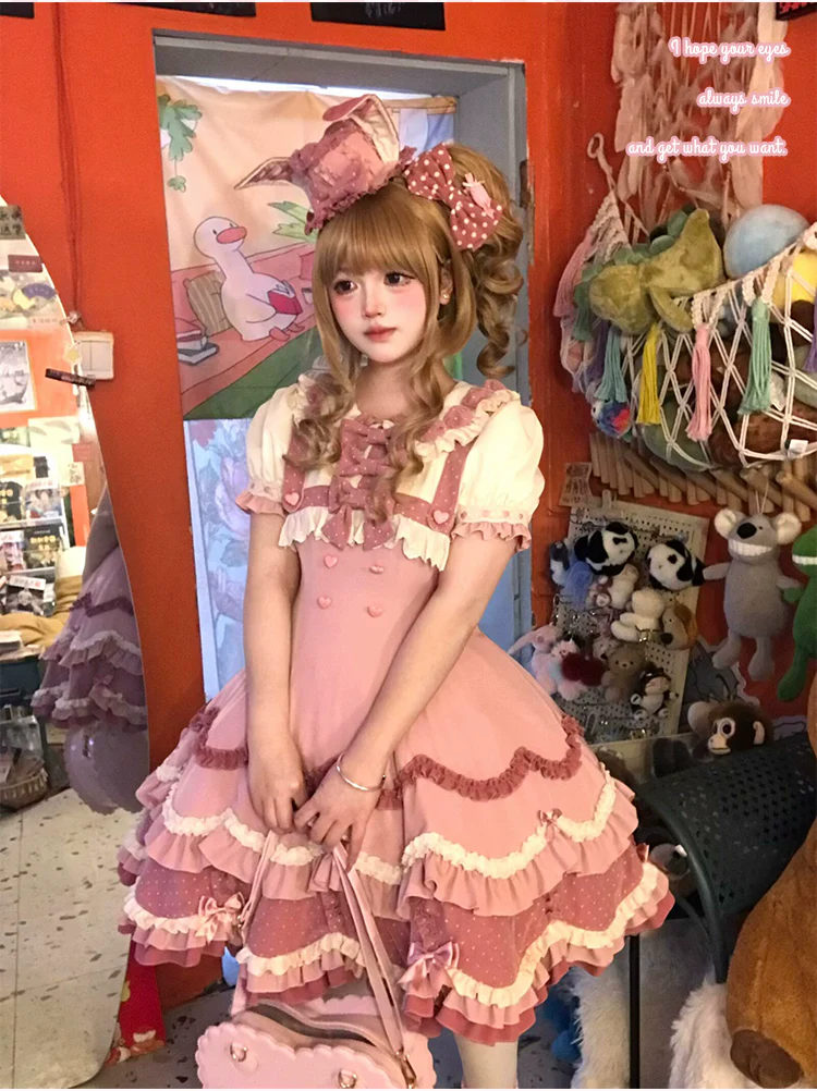 Bunny Breeze - Pink Sweet Lolita OP Dress with Cute Hat and Bunny Ears - Image 2