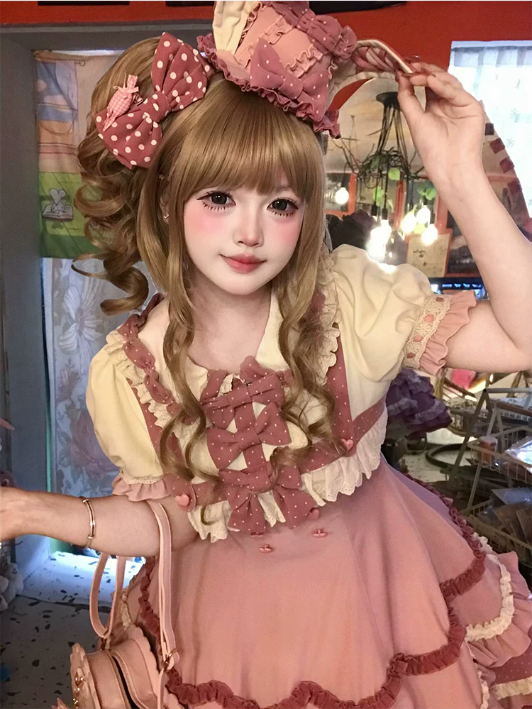 Bunny Breeze - Pink Sweet Lolita OP Dress with Cute Hat and Bunny Ears - Image 26