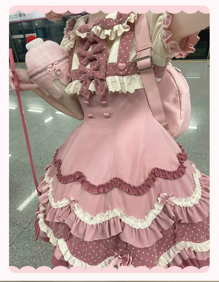 Bunny Breeze - Pink Sweet Lolita OP Dress with Cute Hat and Bunny Ears - Image 38