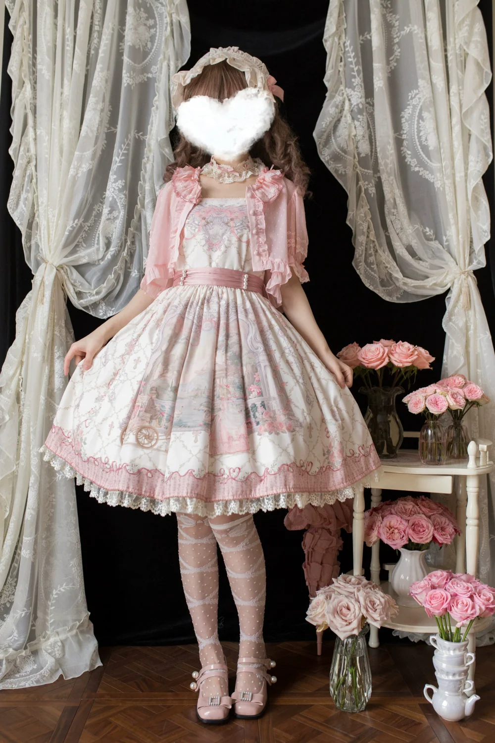 Moon River - Swan Lake Mirror - Pink Sweet Lolita Print JSK Dress - Image 14