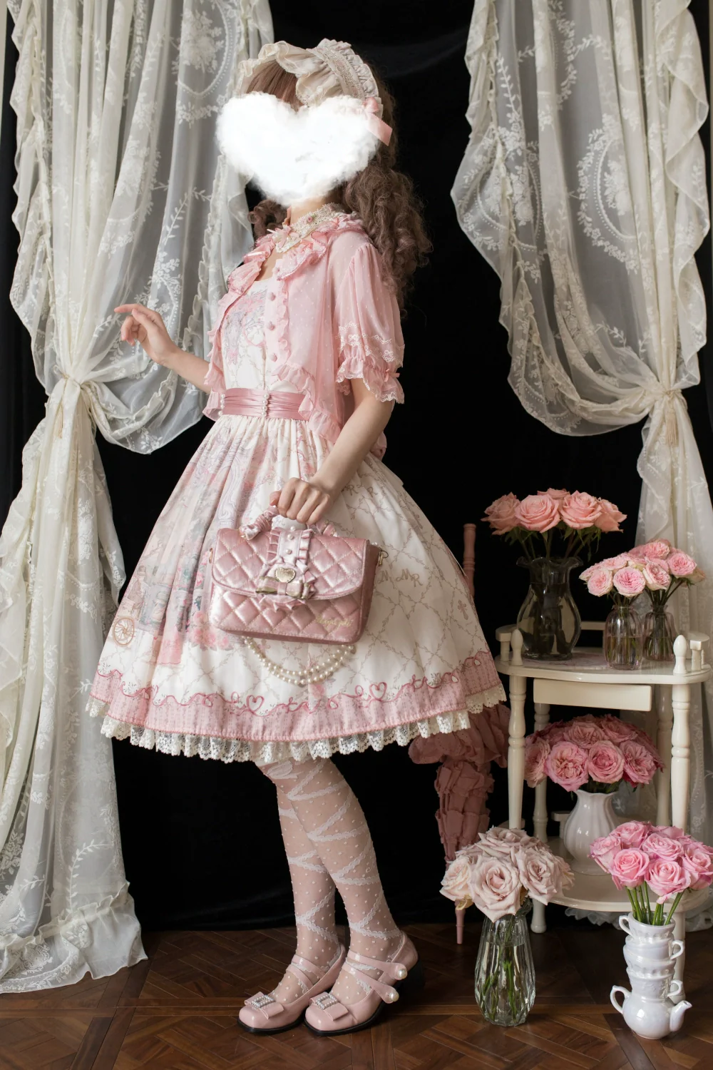 Moon River - Swan Lake Mirror - Pink Sweet Lolita Print JSK Dress - Image 16