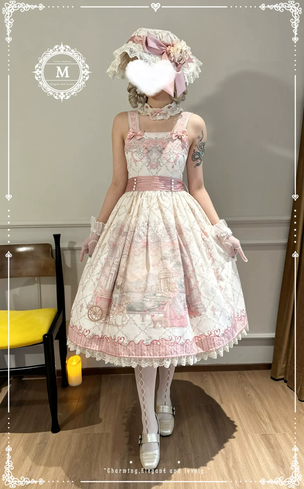Moon River - Swan Lake Mirror - Pink Sweet Lolita Print JSK Dress - Image 18