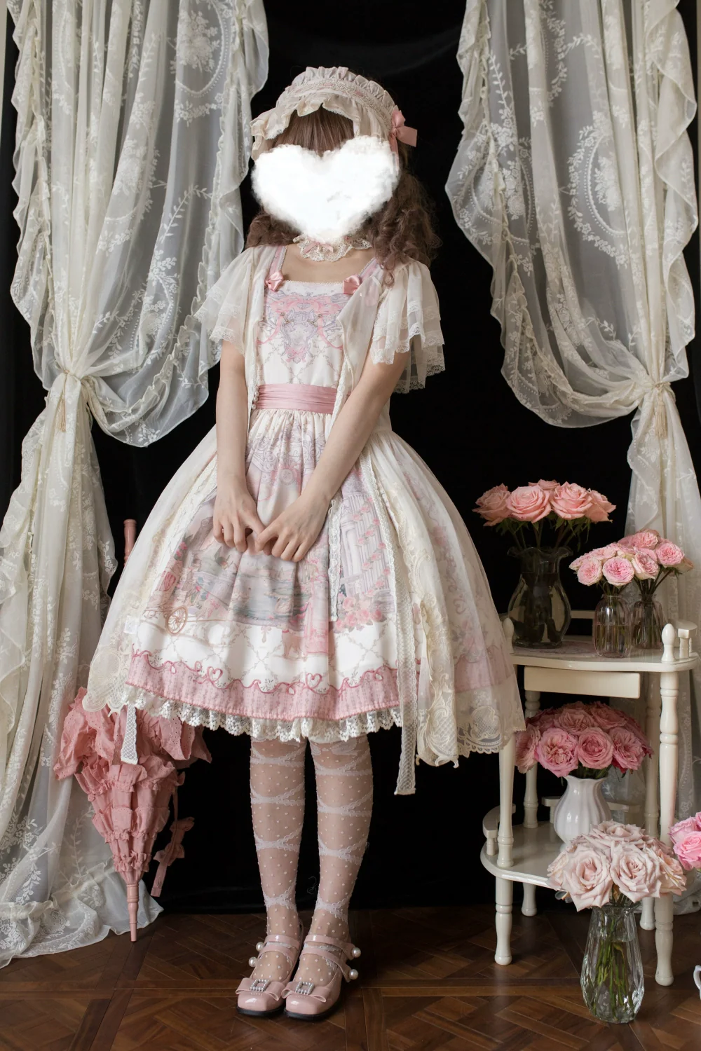 Moon River - Swan Lake Mirror - Pink Sweet Lolita Print JSK Dress - Image 20