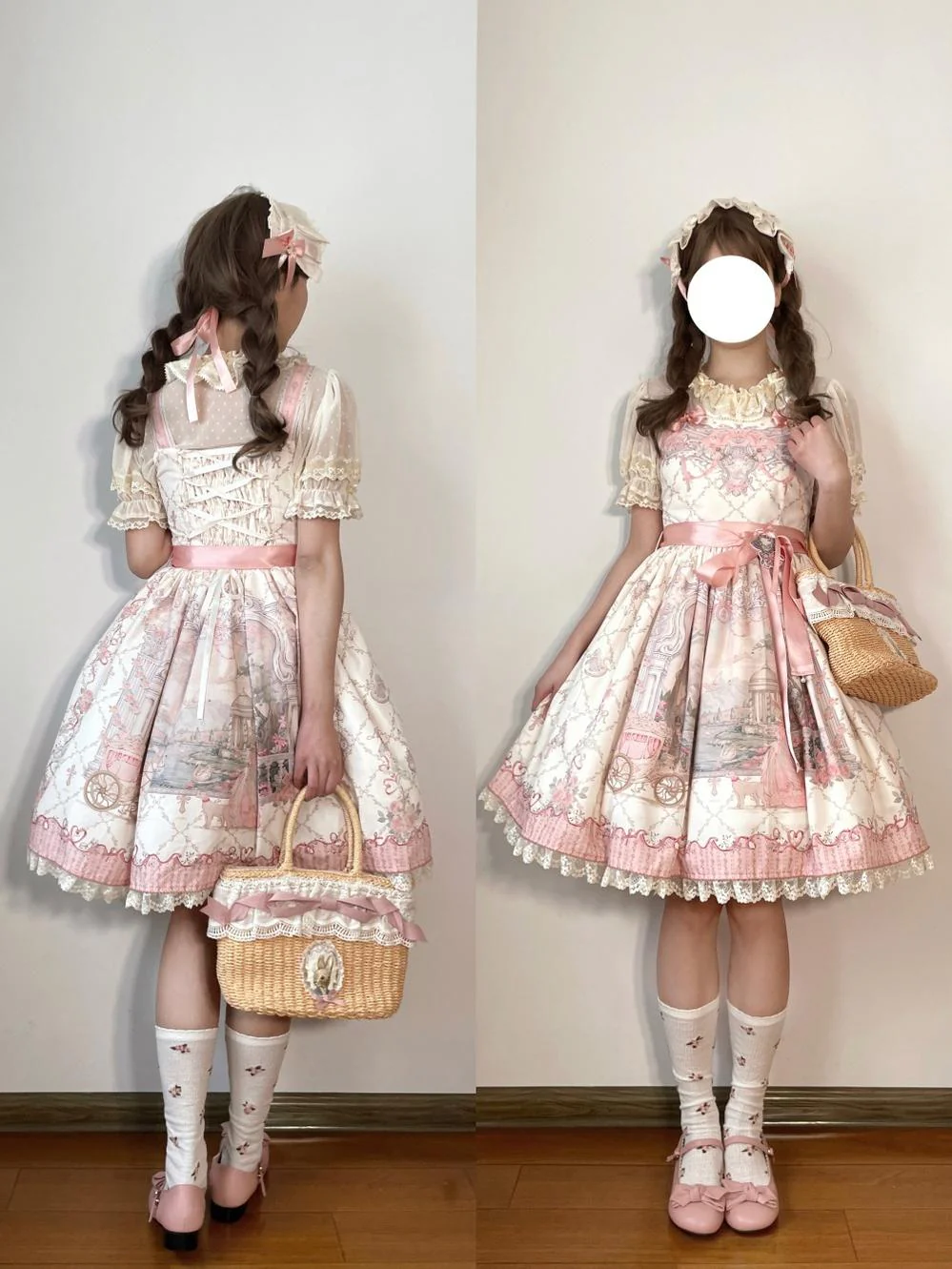 Moon River - Swan Lake Mirror - Pink Sweet Lolita Print JSK Dress - Image 21