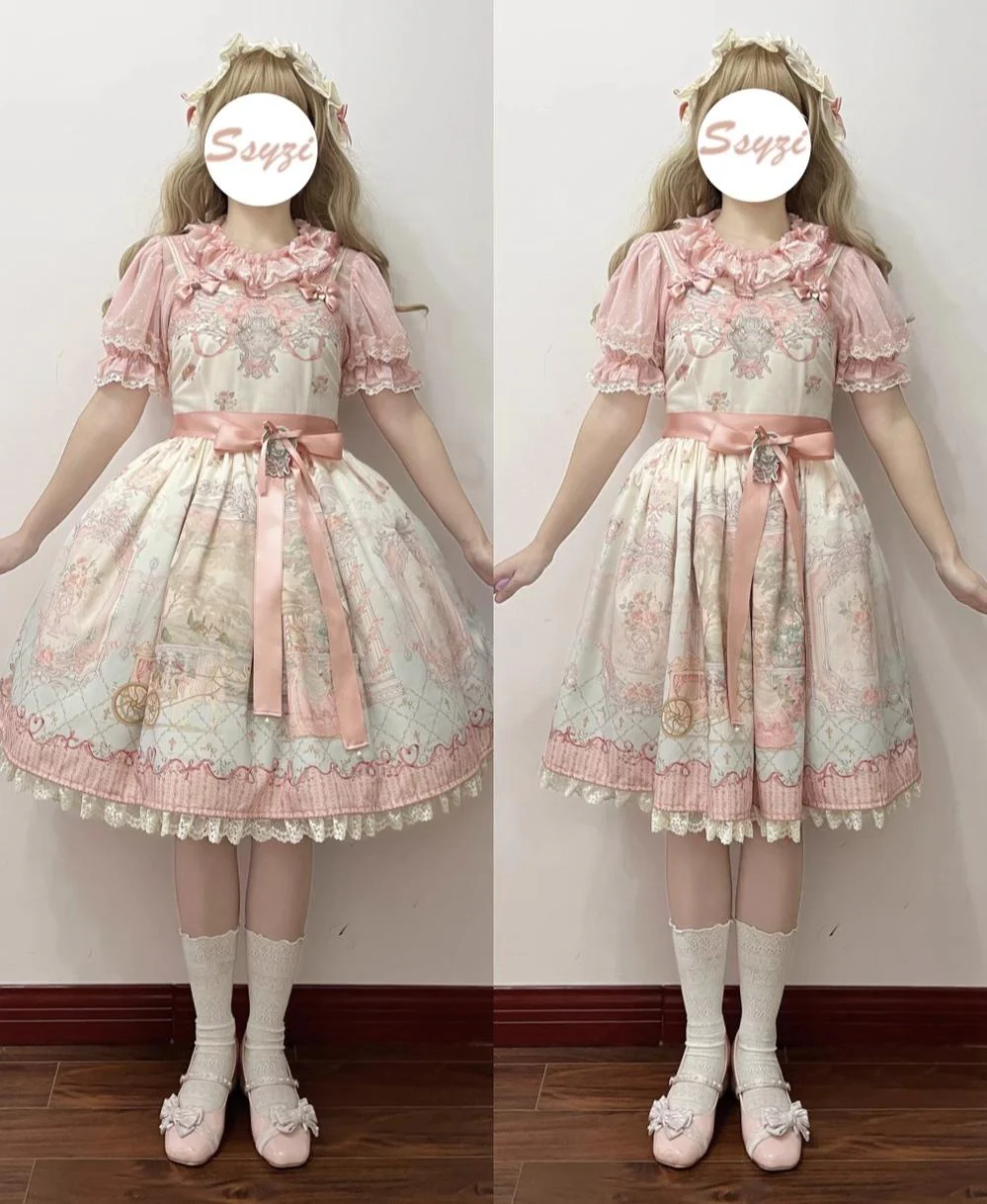 Moon River - Swan Lake Mirror - Pink Sweet Lolita Print JSK Dress - Image 22