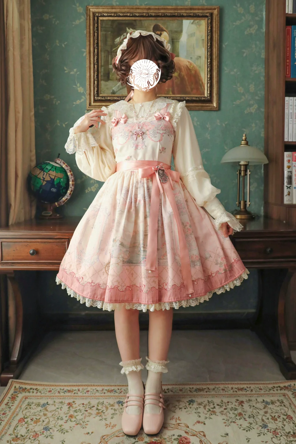 Moon River - Swan Lake Mirror - Pink Sweet Lolita Print JSK Dress - Image 3