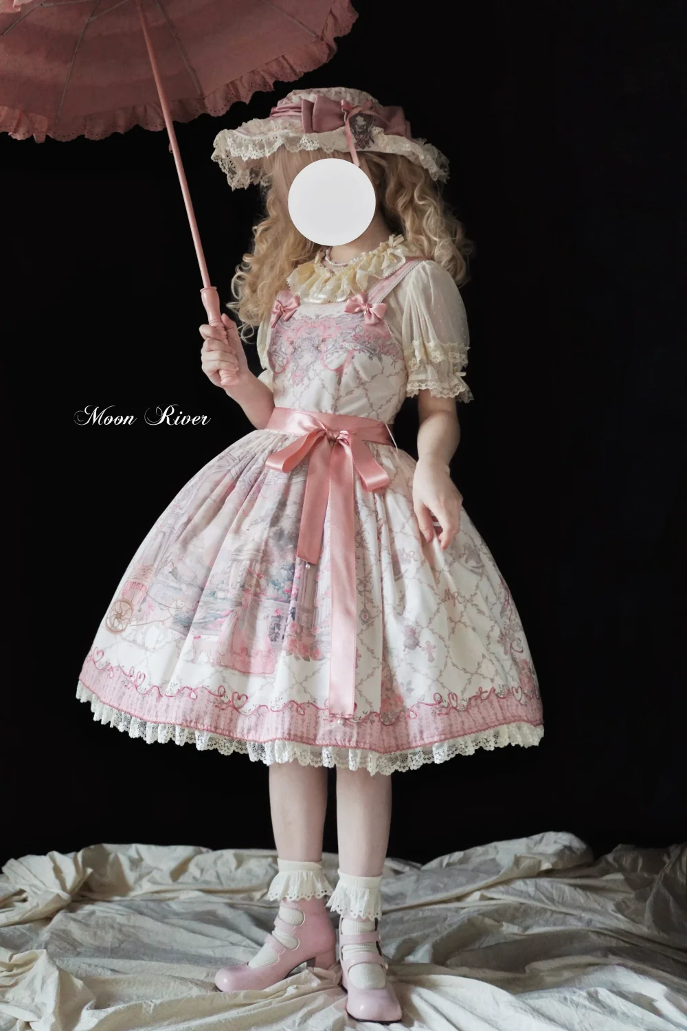 Moon River - Swan Lake Mirror - Pink Sweet Lolita Print JSK Dress - Image 37