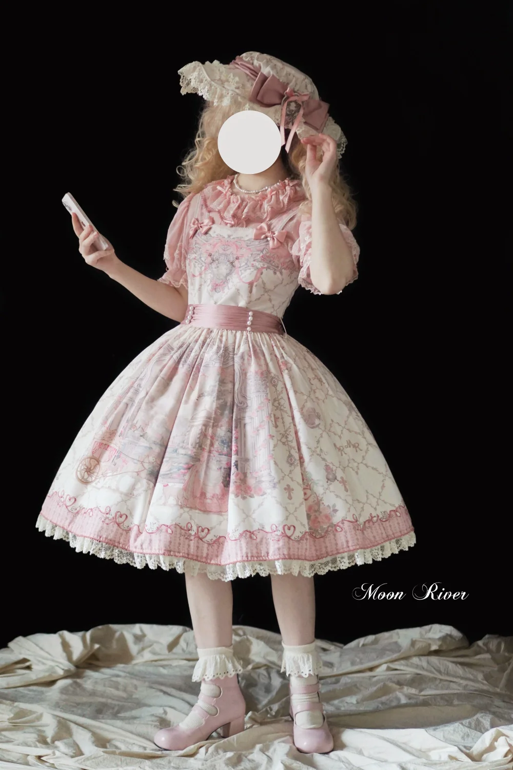 Moon River - Swan Lake Mirror - Pink Sweet Lolita Print JSK Dress - Image 38