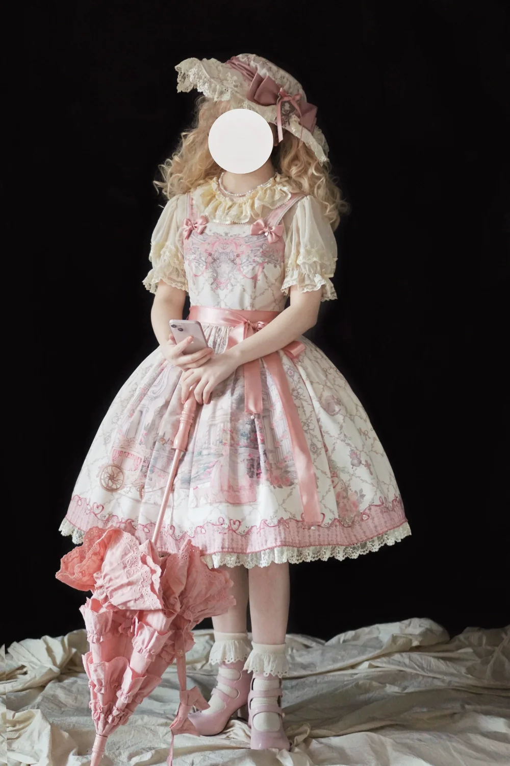 Moon River - Swan Lake Mirror - Pink Sweet Lolita Print JSK Dress - Image 39