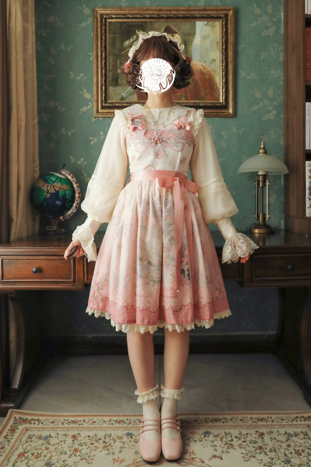 Moon River - Swan Lake Mirror - Pink Sweet Lolita Print JSK Dress - Image 4