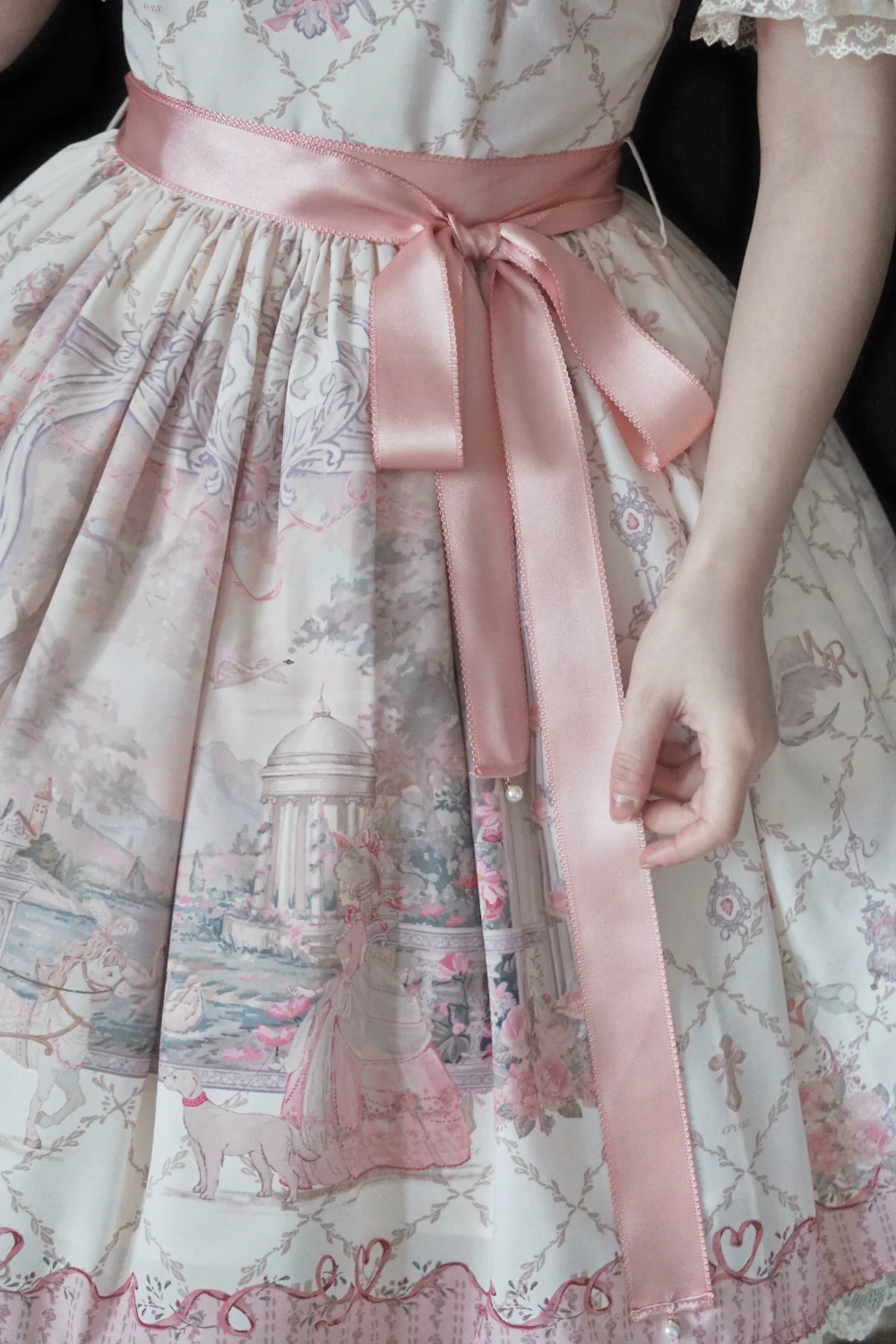 Moon River - Swan Lake Mirror - Pink Sweet Lolita Print JSK Dress - Image 41