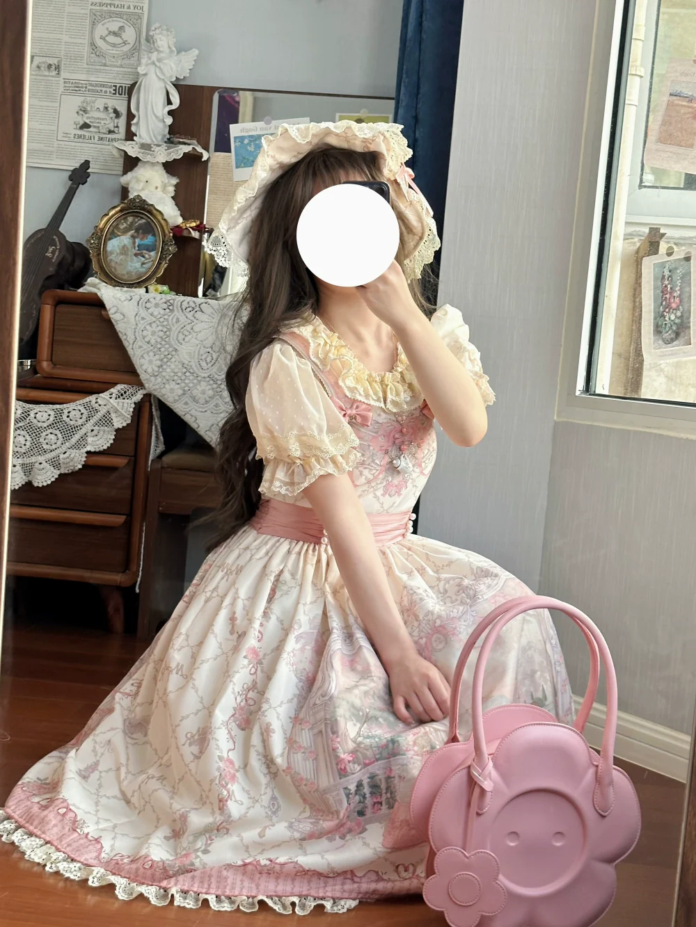 Moon River - Swan Lake Mirror - Pink Sweet Lolita Print JSK Dress - Image 50