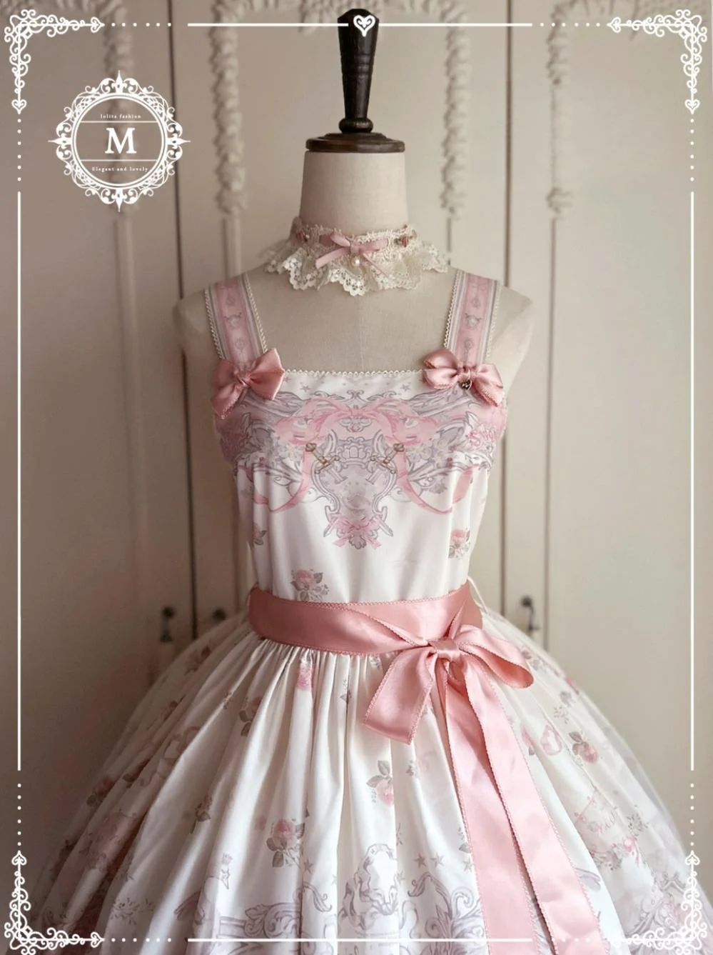 Moon River - Swan Lake Mirror - Pink Sweet Lolita Print JSK Dress - Image 51