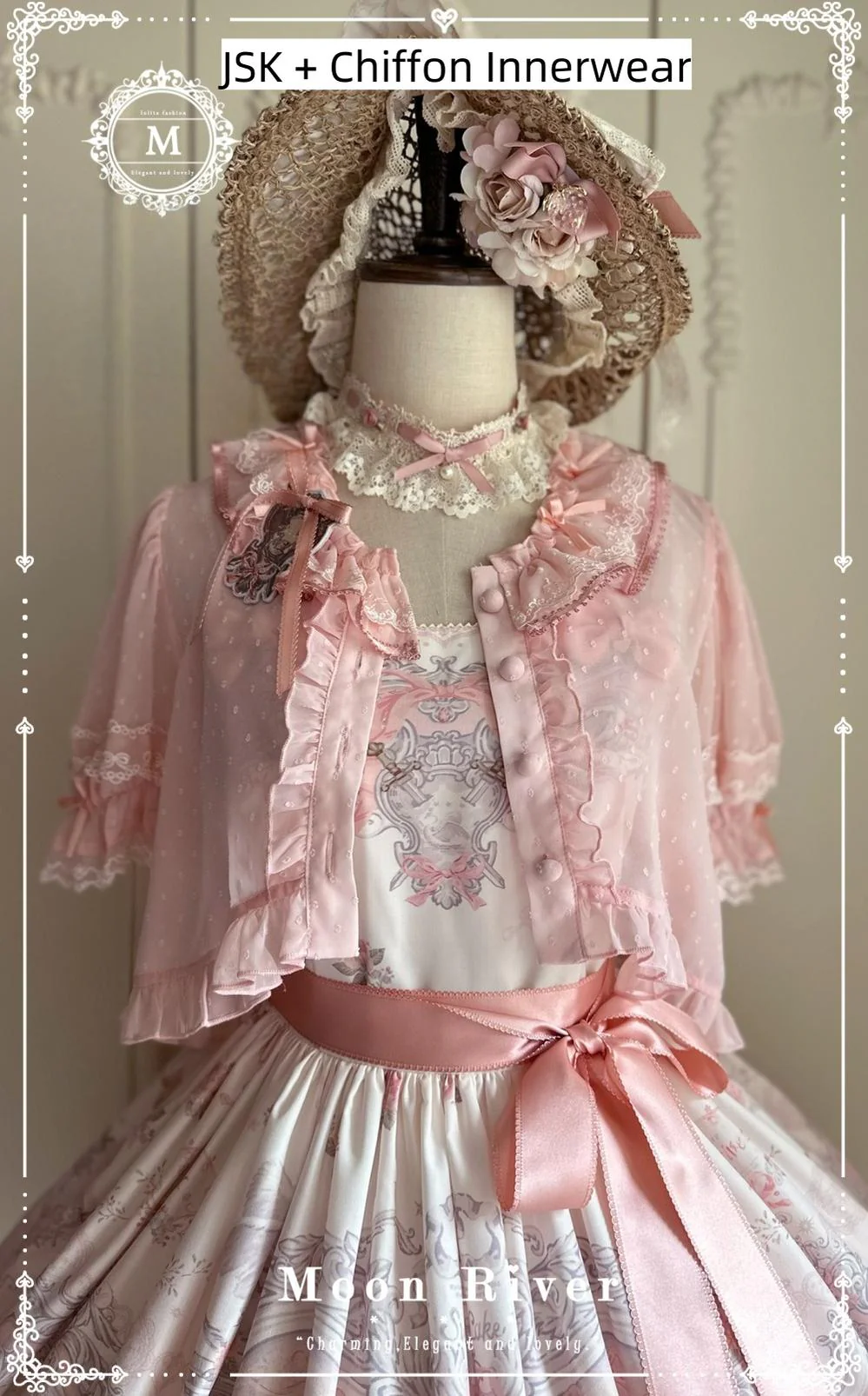 Moon River - Swan Lake Mirror - Pink Sweet Lolita Print JSK Dress - Image 53