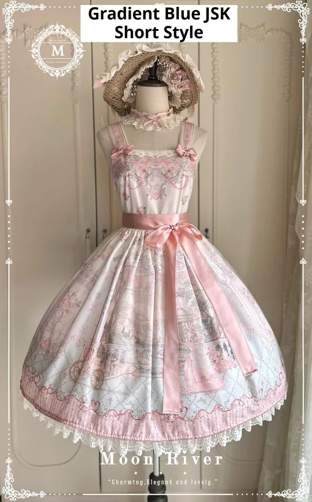 Moon River - Swan Lake Mirror - Pink Sweet Lolita Print JSK Dress - Image 54