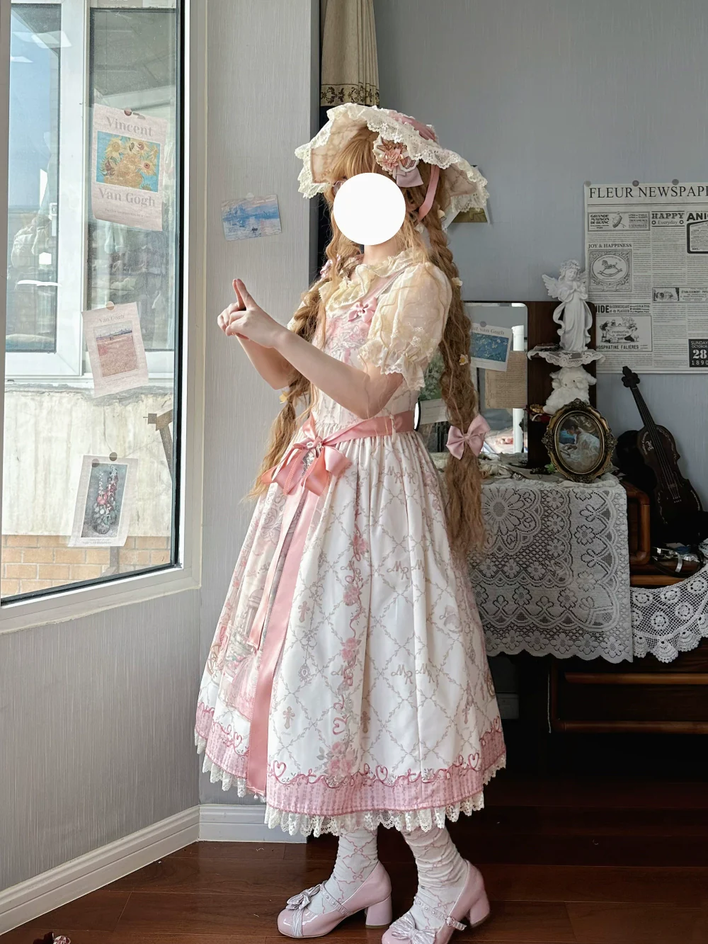 Moon River - Swan Lake Mirror - Pink Sweet Lolita Print JSK Dress - Image 6