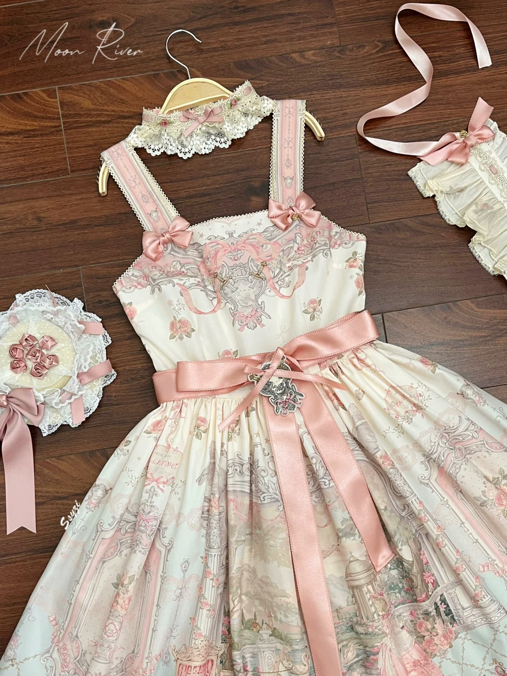 Moon River - Swan Lake Mirror - Pink Sweet Lolita Print JSK Dress - Image 64