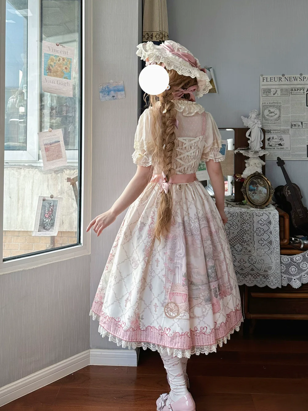 Moon River - Swan Lake Mirror - Pink Sweet Lolita Print JSK Dress - Image 7