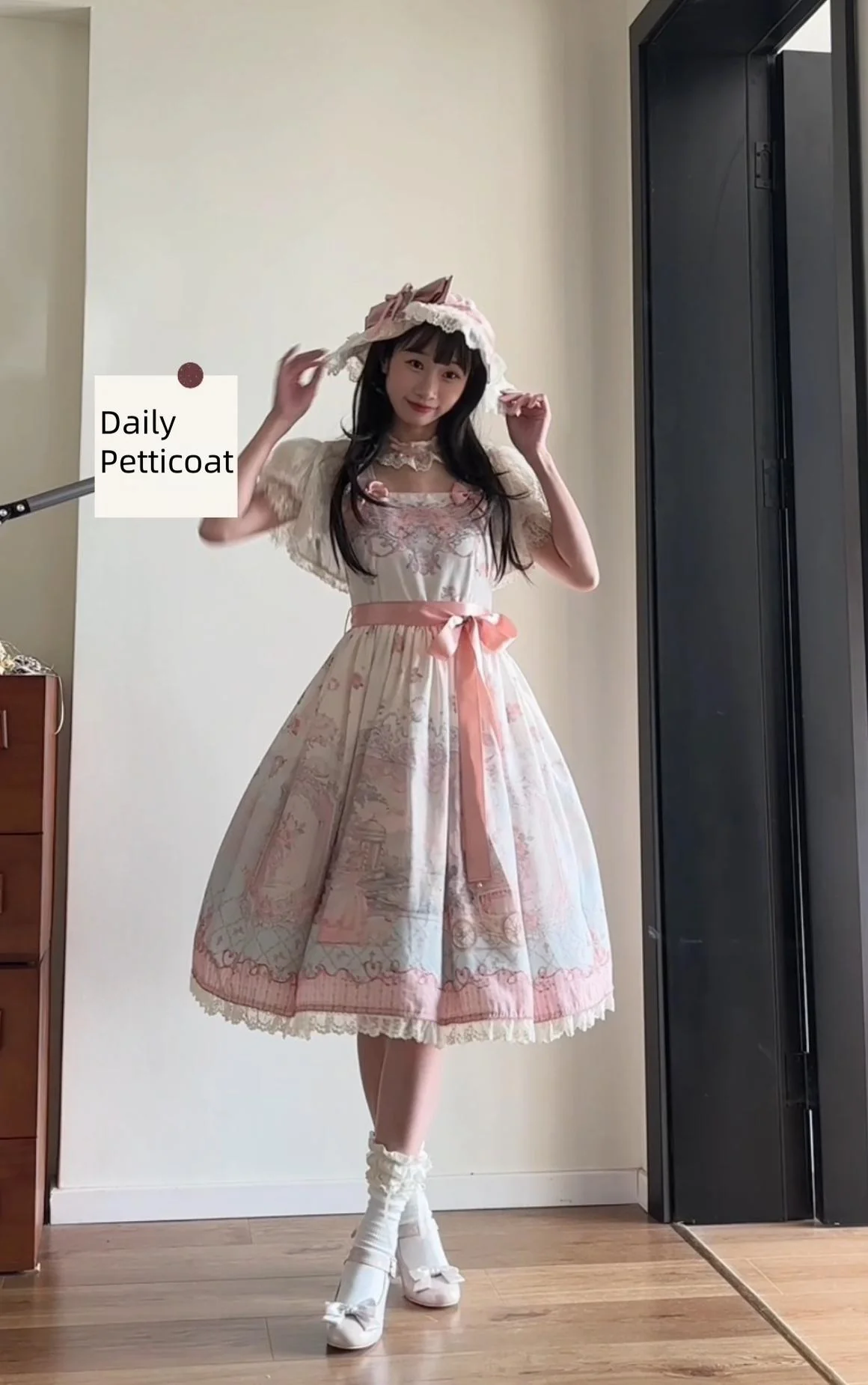 Moon River - Swan Lake Mirror - Pink Sweet Lolita Print JSK Dress - Image 9