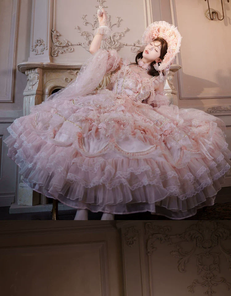 Runaway Princess - Pink Wedding Lolita Dress, Plus Size Friendly - Image 10