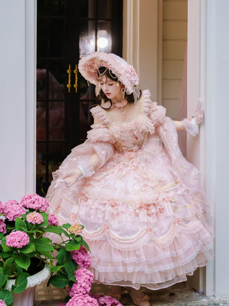 Runaway Princess - Pink Wedding Lolita Dress, Plus Size Friendly - Image 4